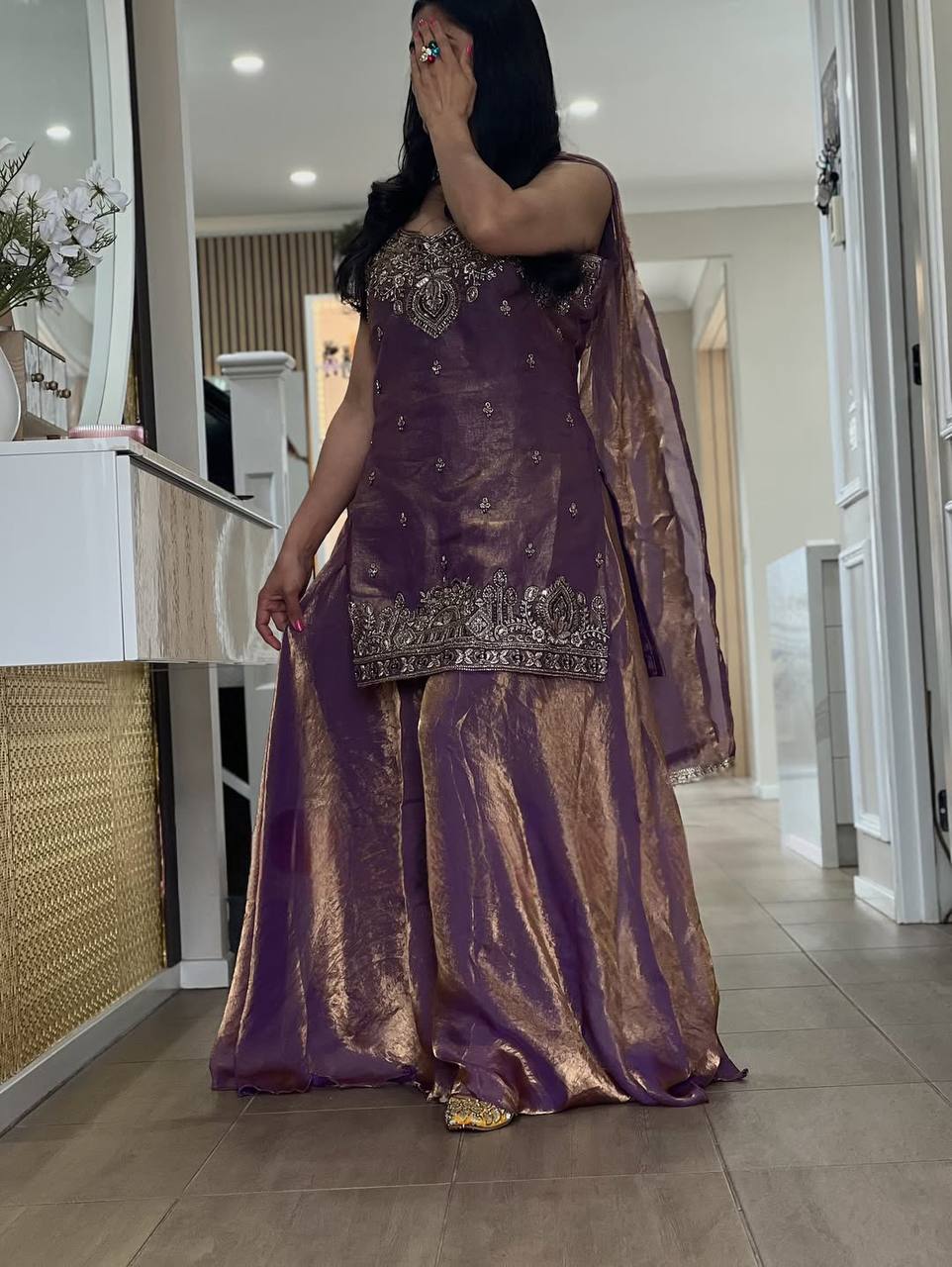 Royal Silk Plazzo Set with Handwork Embroidery