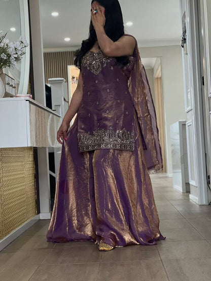 Royal Silk Plazzo Set with Handwork Embroidery