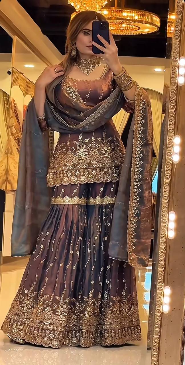 Designer Sharara Set with Heavy Sequence Work
