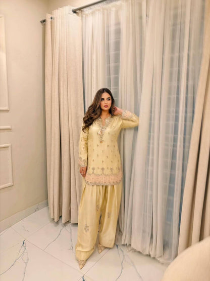 Women's Premium Satin Silk Kurti & Farshi Palazzo Set with Designer Dupatta