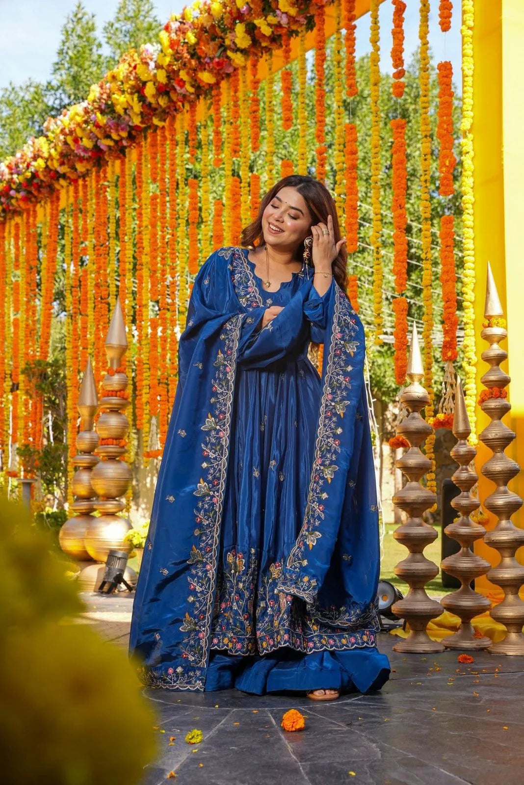 Royal Heavy Embroidered Crepe Silk Anarkali Suit Set
