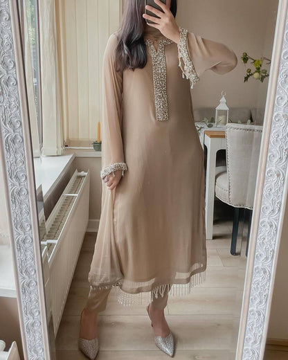 Elegant Fox Georgette Kurta Pant Set with Dupatta