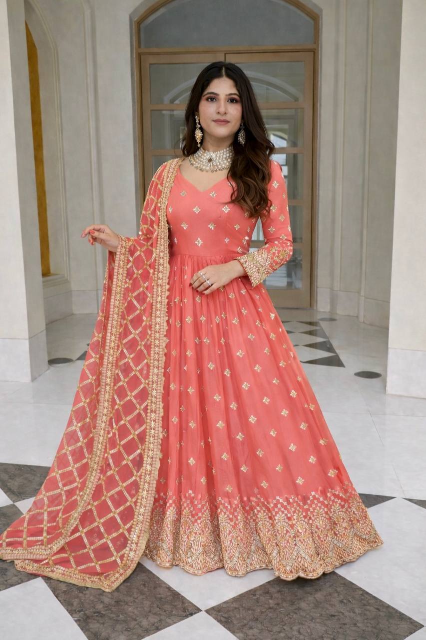 Elegant Party Wear Gown Set with Sequins Work