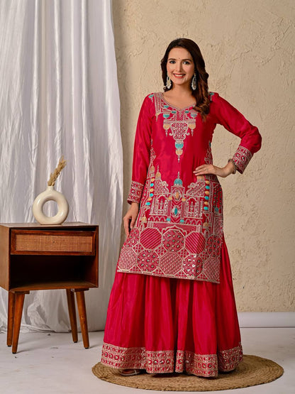 Women’s Designer Kurta Sharara Set with Sequence Embroidery
