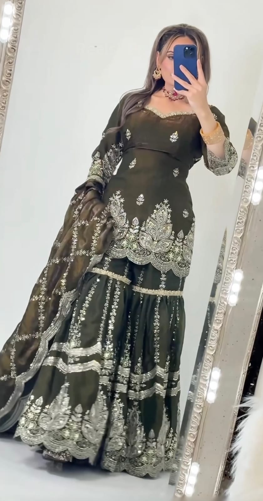 Mustard Designer Sharara Suit Set | Heavy Fandy Crush with 5mm Sequin & Embroidery Work