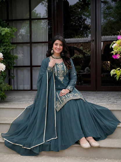 Beautiful Roman Cotton Lehenga Set with Heavy Embroidery