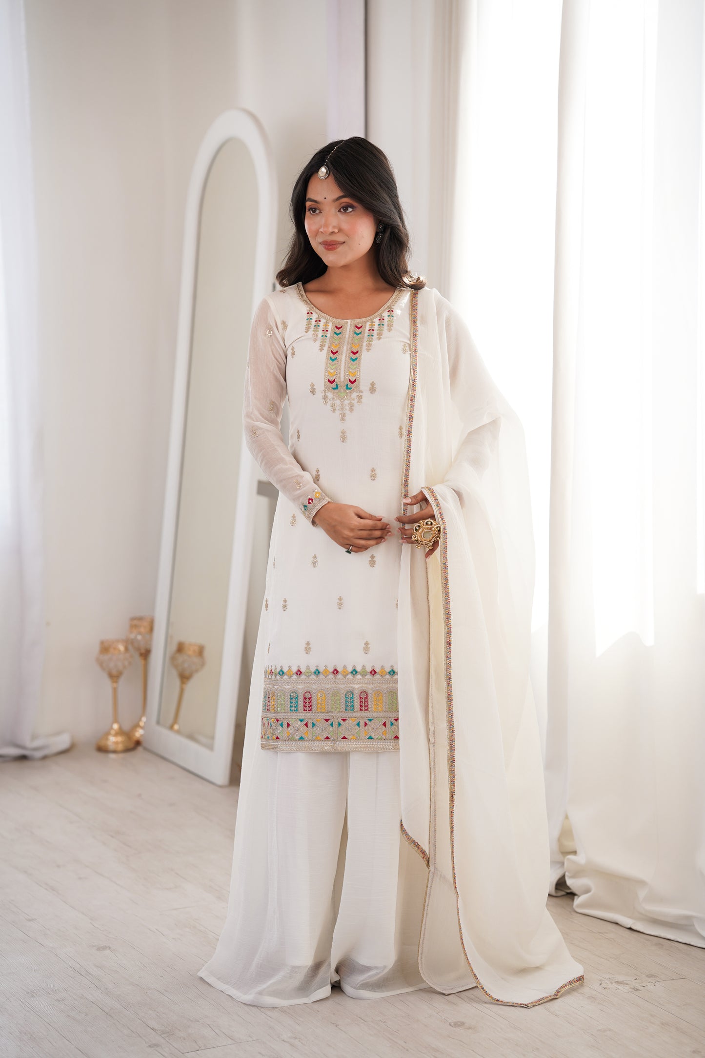 Premium Soft Crunchy Silk Embroidered Sharara Set