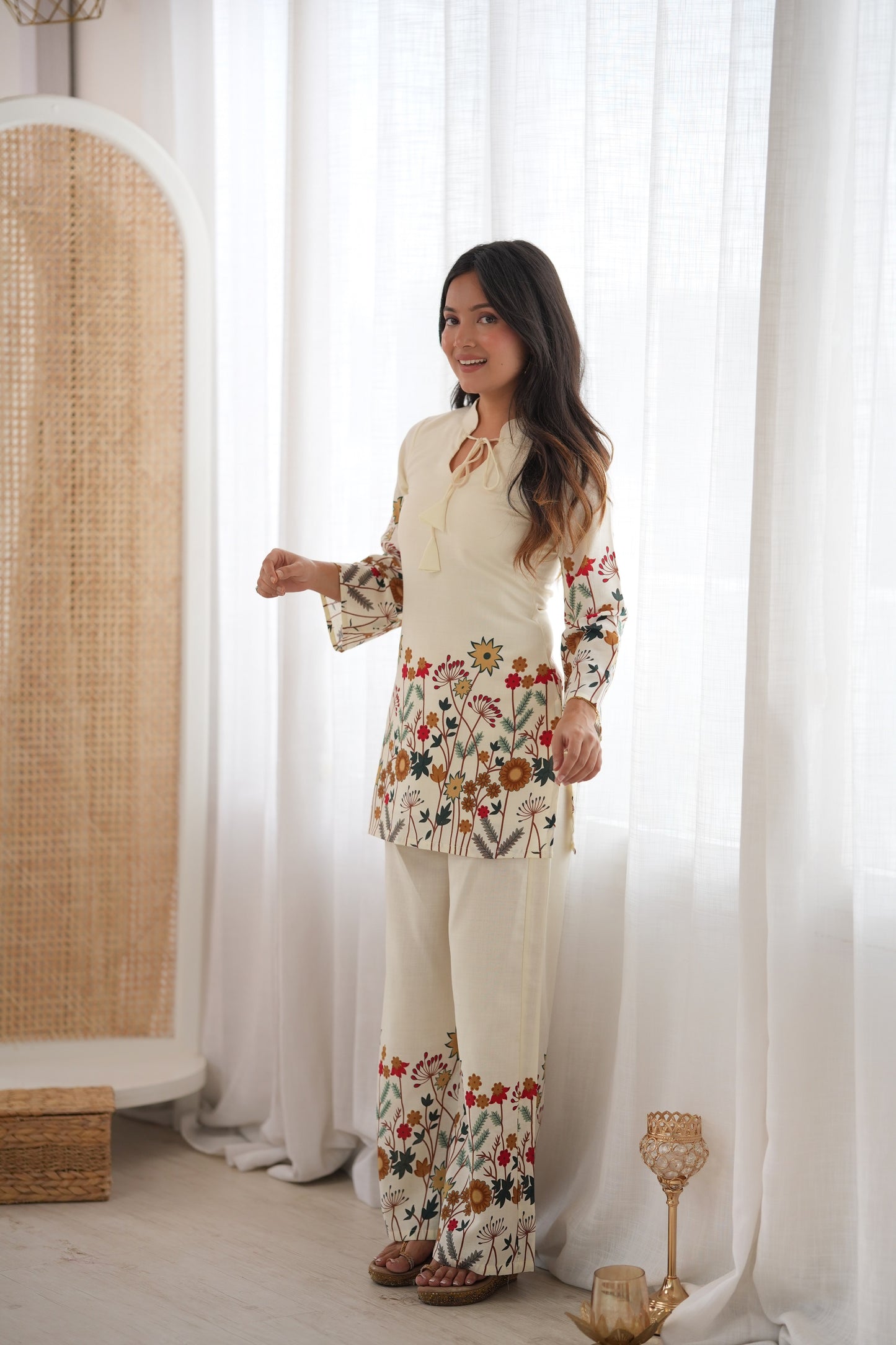 Magic Slub Cotton Floral Printed Kurta Pant Set