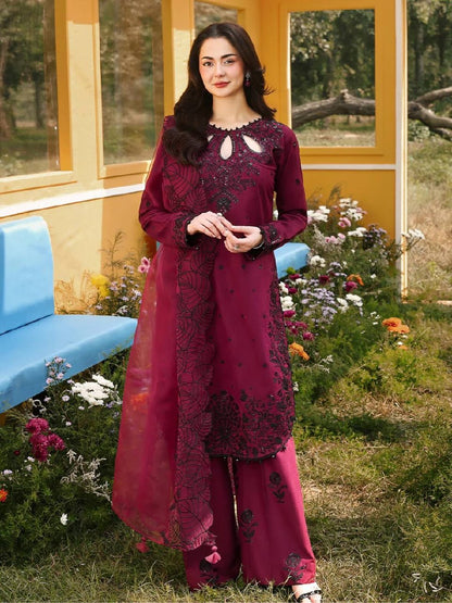 Designer Embroidered Satin Rayon Plazzo Set with Organza Silk Dupatta | Full Stitched Ethnic Wear for Women