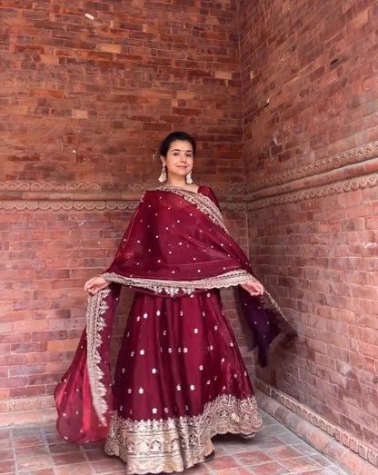 Bridal & Festive Special Maroon Anarkali Suit with Heavy Work