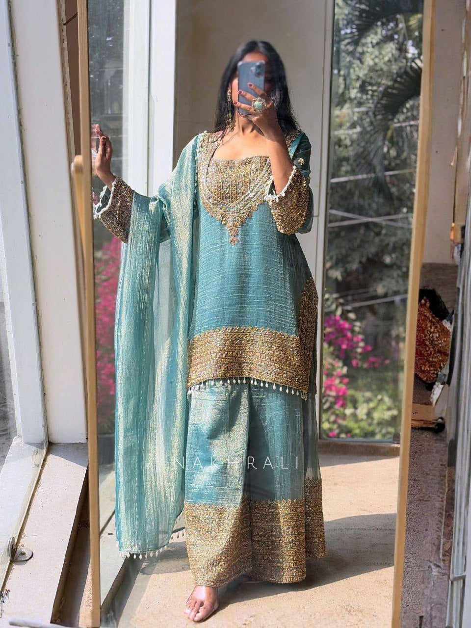 Designer Party Wear Frendy Silk Top Palazzo Set with Heavy Embroidery