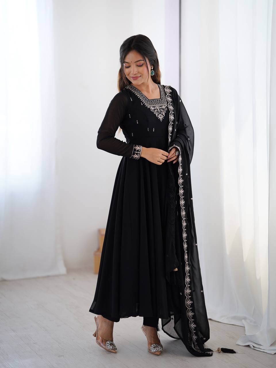 Wedding Special Designer Anarkali Suit with Heavy Flair & Fancy Dupatta