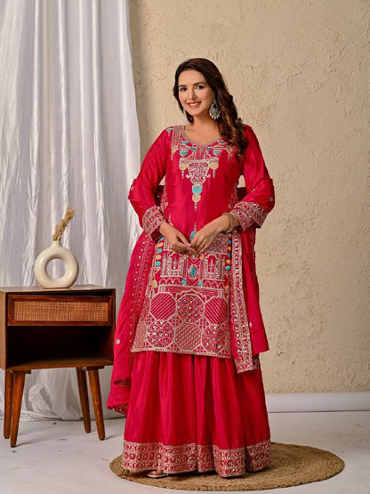 Women’s Designer Kurta Sharara Set with Sequence Embroidery