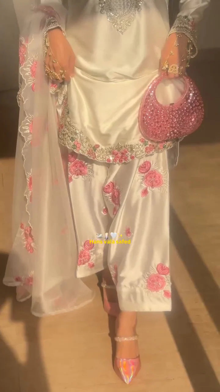 Luxury Crepe Silk Kurta Pant Set with Heavy Embroidery | Eid & Traditional Occasion Wear