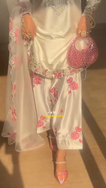 Luxury Crepe Silk Kurta Pant Set with Heavy Embroidery | Eid & Traditional Occasion Wear