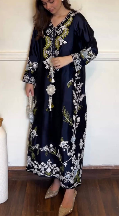 Designer Satin Rayon Kaftan Suit Set for Women
