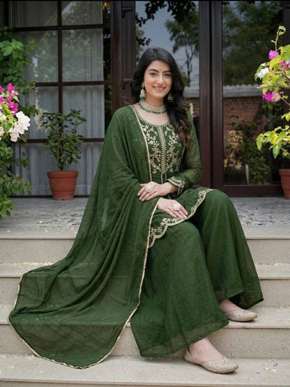Party Wear Heavy Crunchy Silk Kurta Palazzo Set for Women