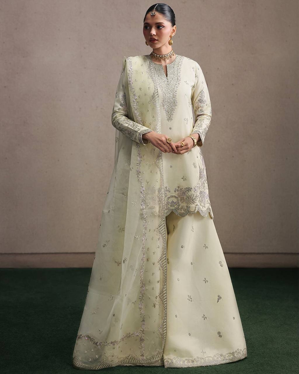 Festive Special Crepe Silk Suit with Heavy Sharara