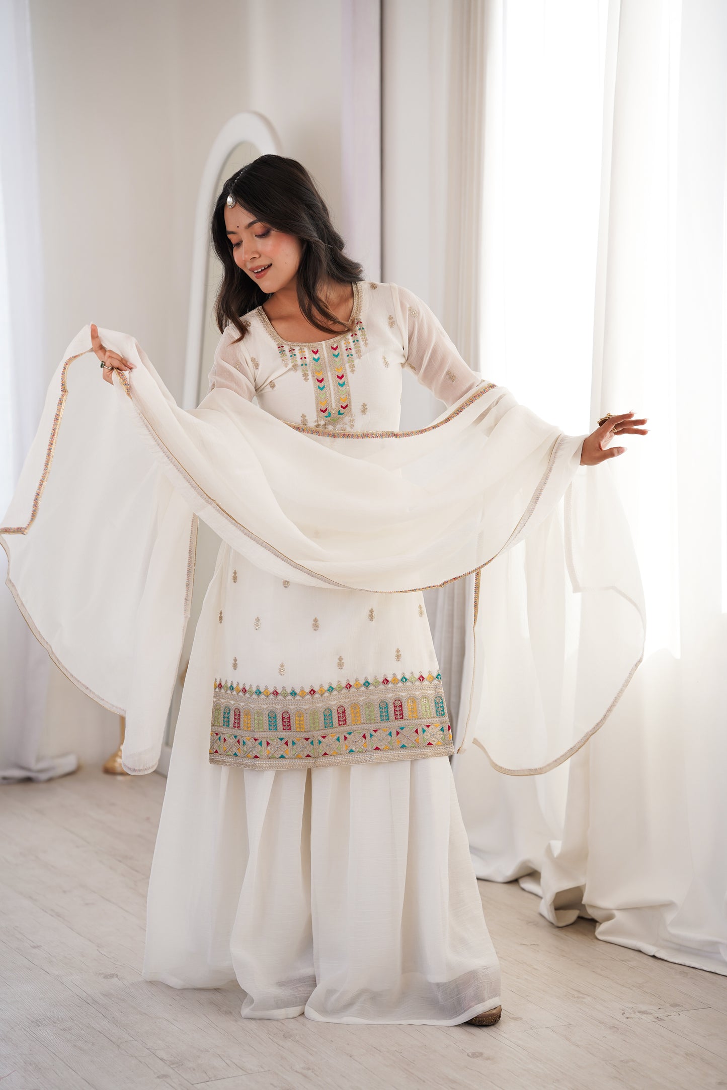 Premium Soft Crunchy Silk Wedding Wear Sharara Set