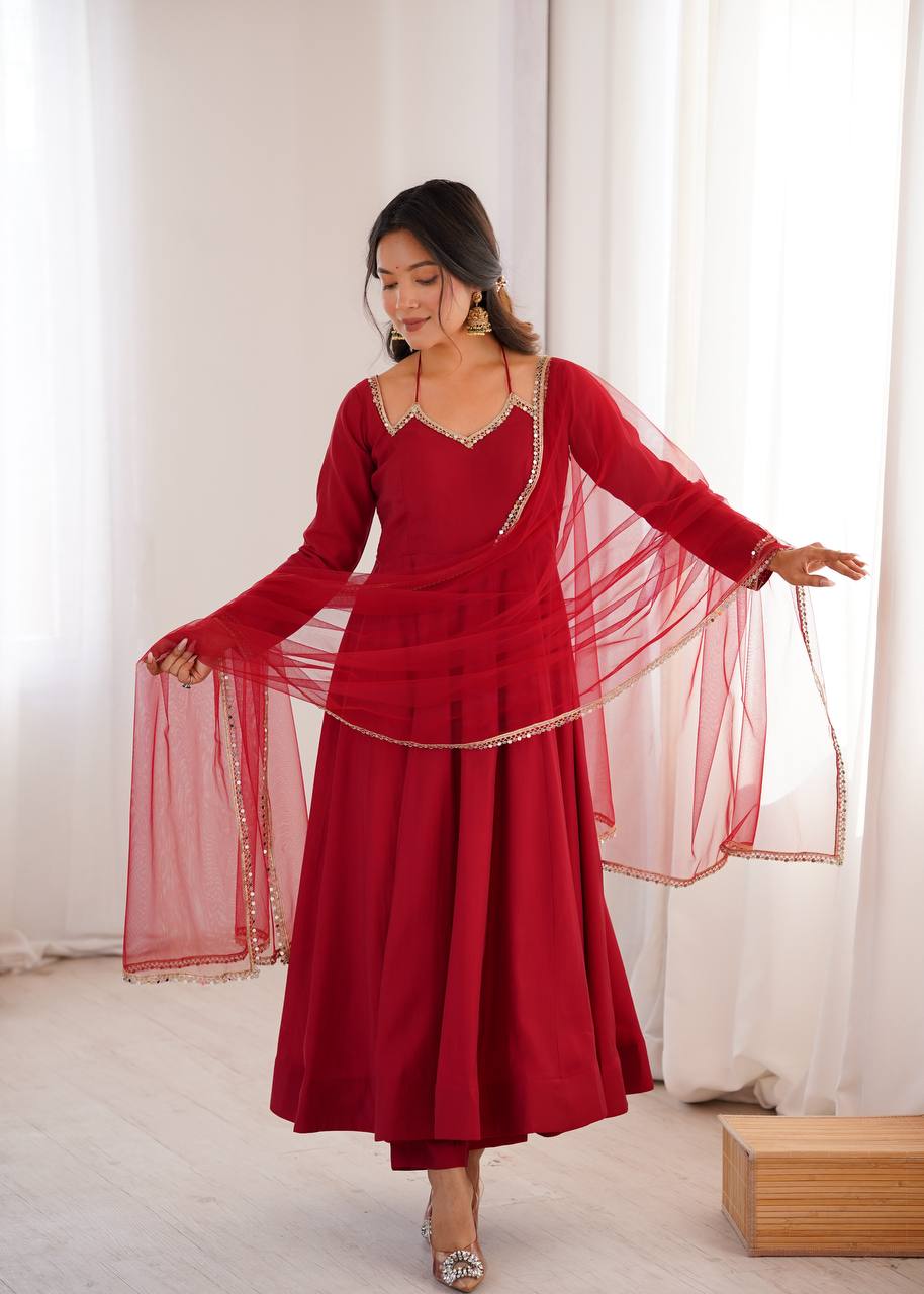 Royal RomanSilk Chanderi Anarkali Gown Set
