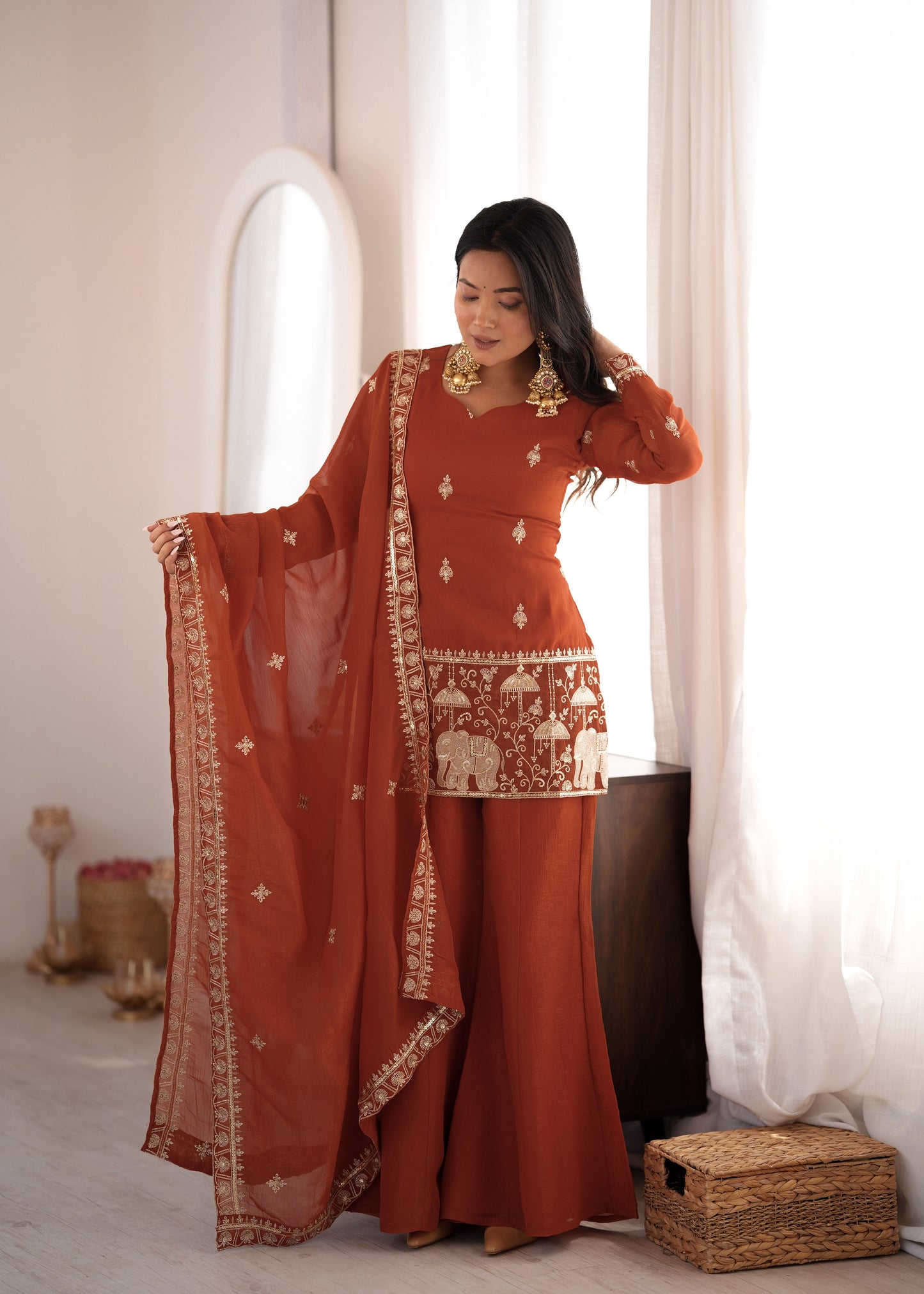 Premium Ethnic Crunchy Silk Kurta Set with Sequence Embroidery