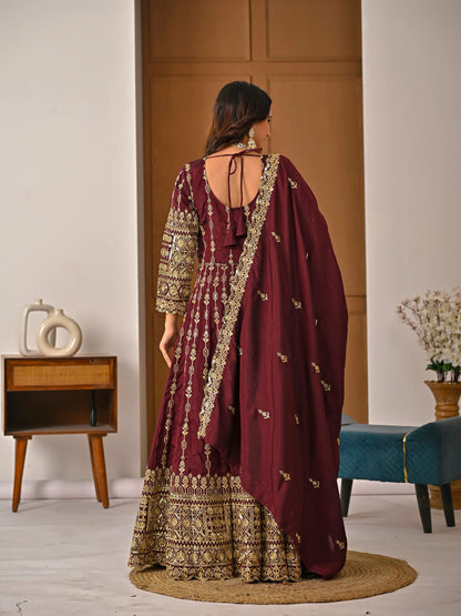 Designer Heavy Embroidered Kurta Palazzo Set with Rich Dupatta