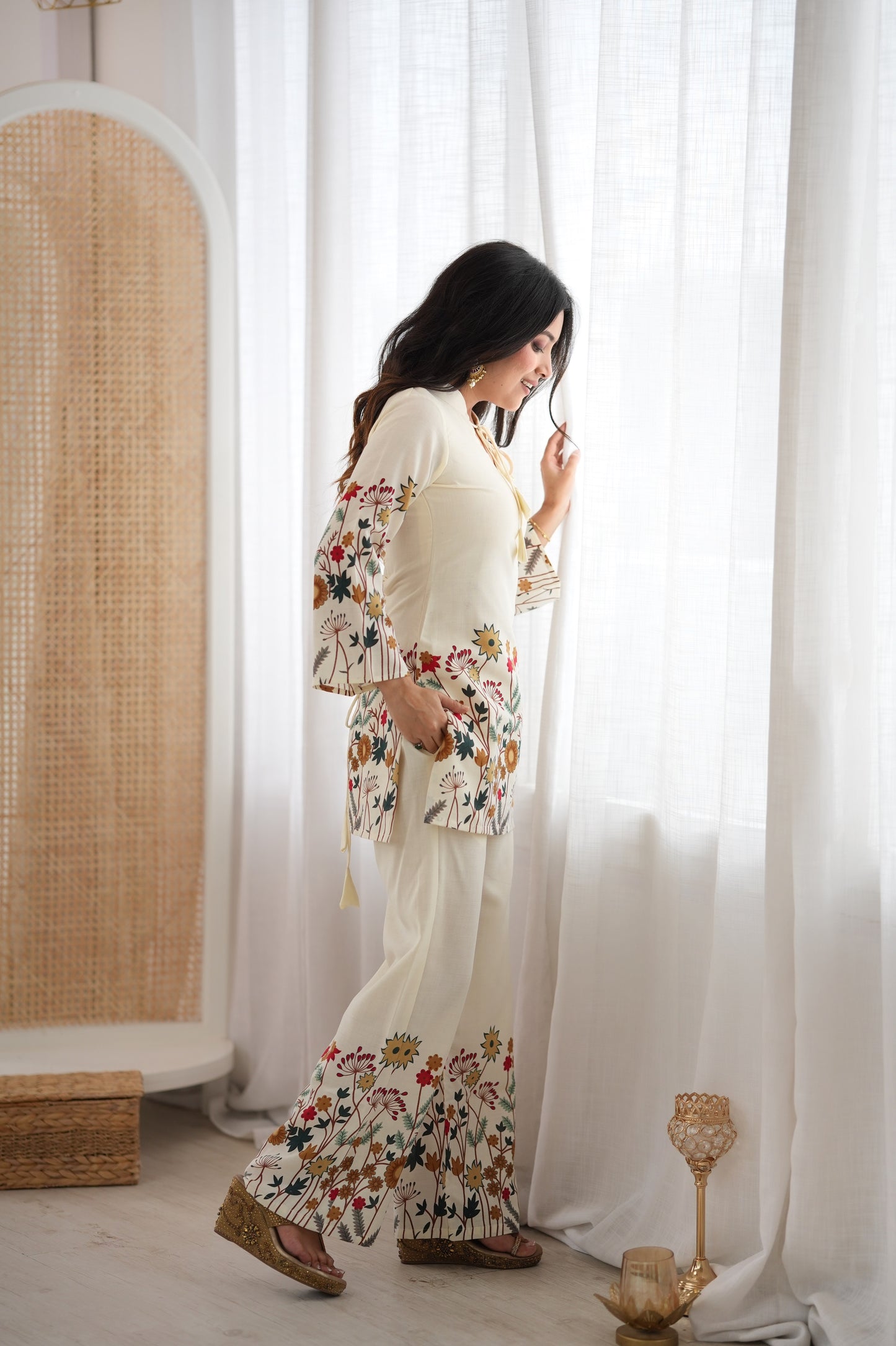 Magic Slub Cotton Floral Printed Kurta Pant Set