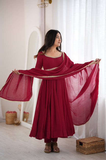 Heavy Mal Chanderi 16 Kali Anarkali Suit with Mirror Work Dupatta