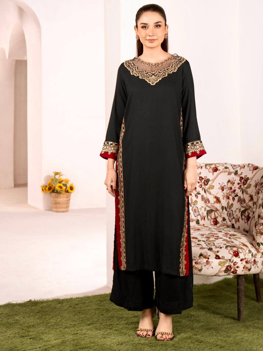 Pure Mul Chanderi Embroidered Kurti Plazzo Set with Nazmin Dupatta