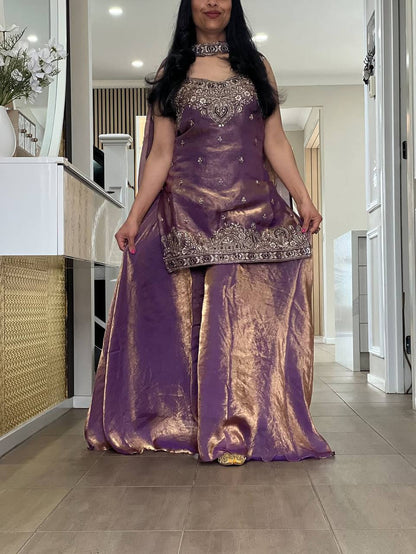 Royal Silk Plazzo Set with Handwork Embroidery