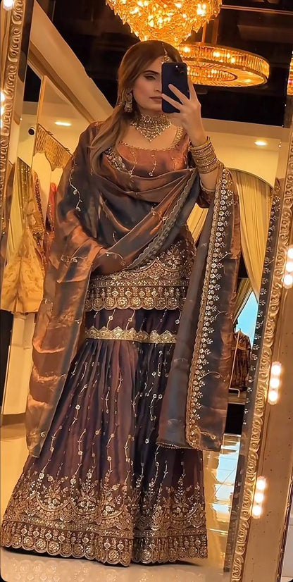 Designer Sharara Set with Heavy Sequence Work