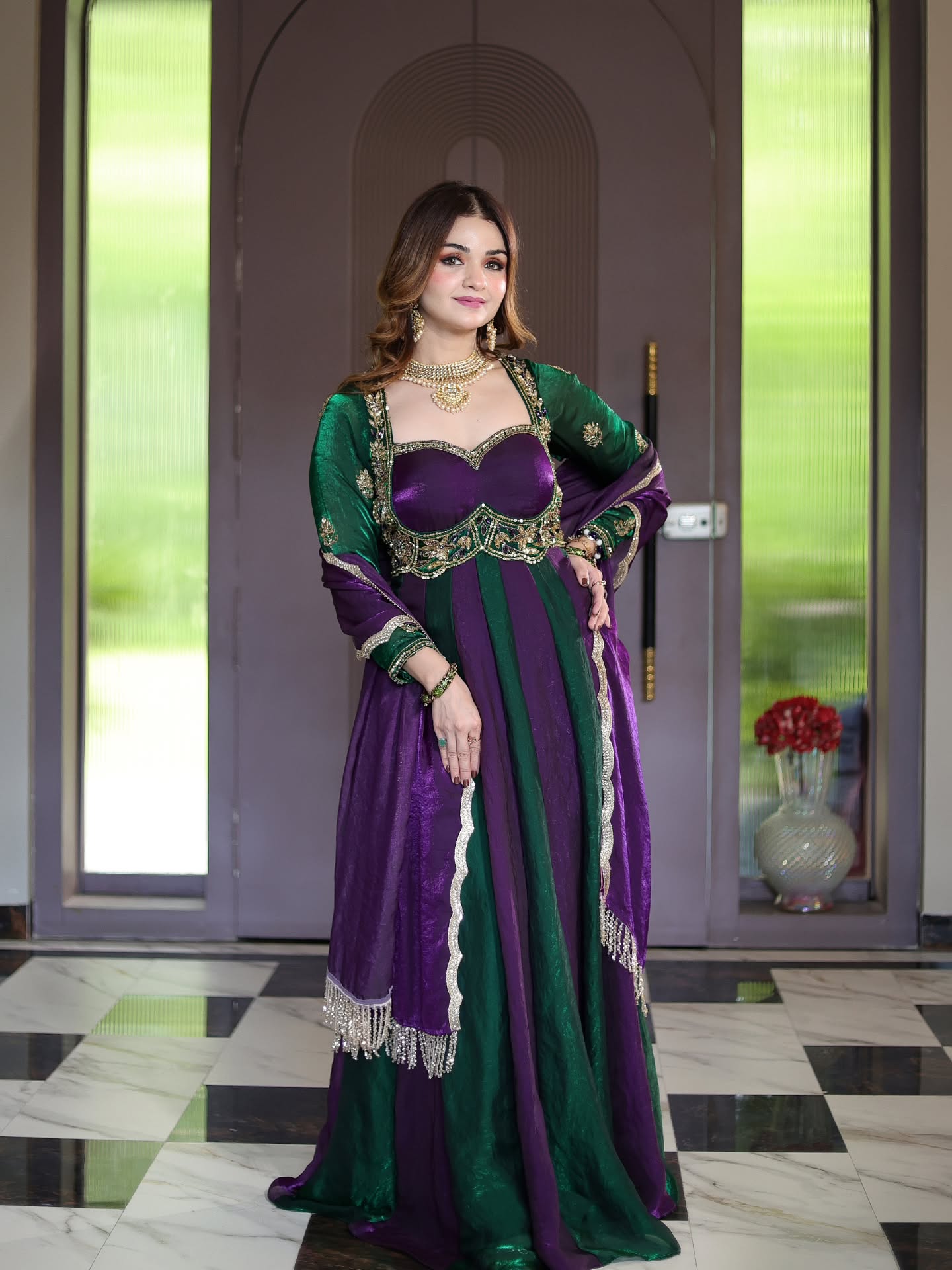 Designer Heavy Fendy Silk Anarkali Suit
