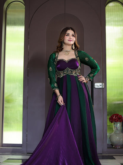 Designer Heavy Fendy Silk Anarkali Suit