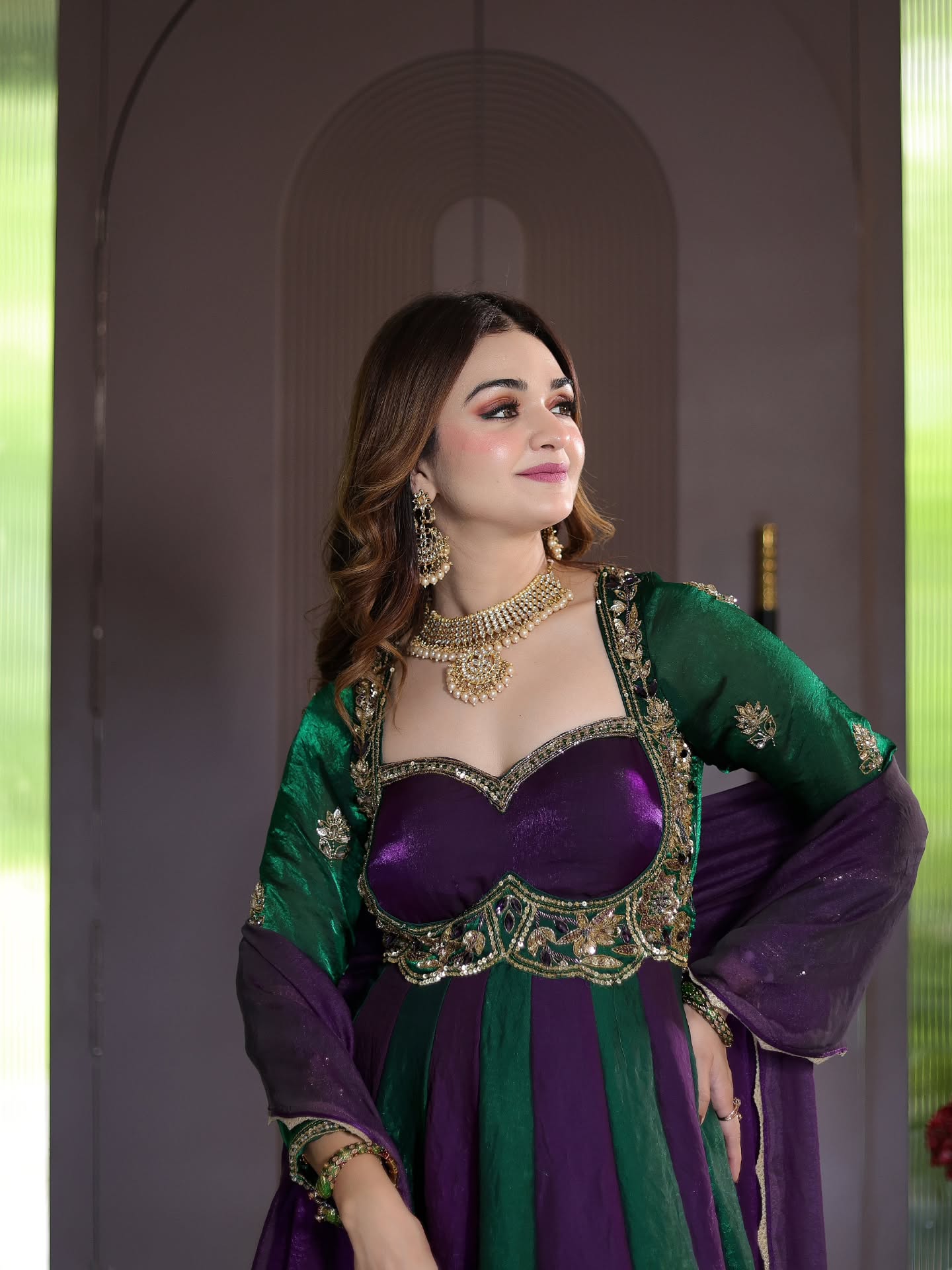 Designer Heavy Fendy Silk Anarkali Suit