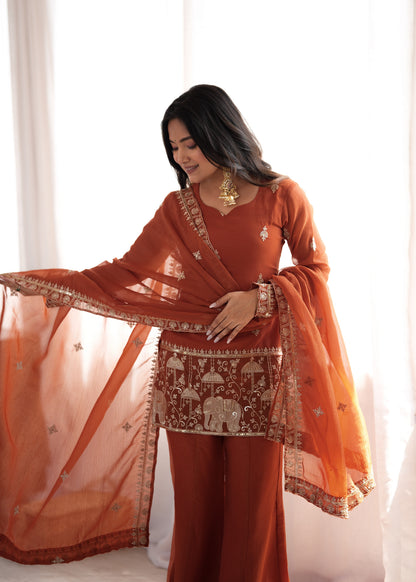 Premium Ethnic Crunchy Silk Kurta Set with Sequence Embroidery
