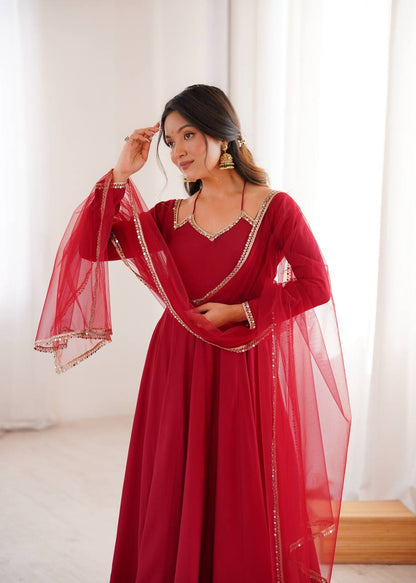Royal RomanSilk Chanderi Anarkali Gown Set