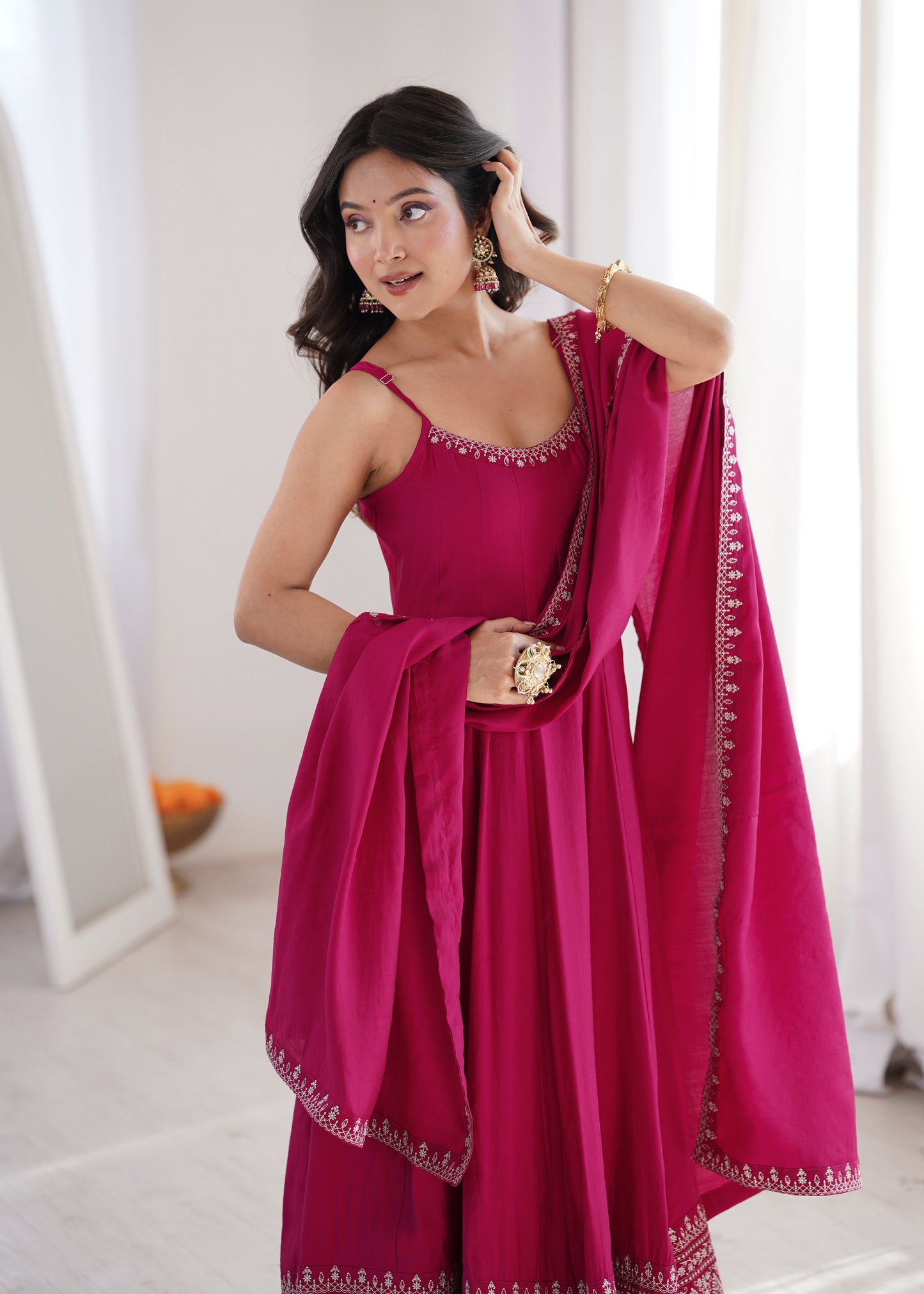 Royal Embroidered Anarkali Suit with Pant & Dupatta