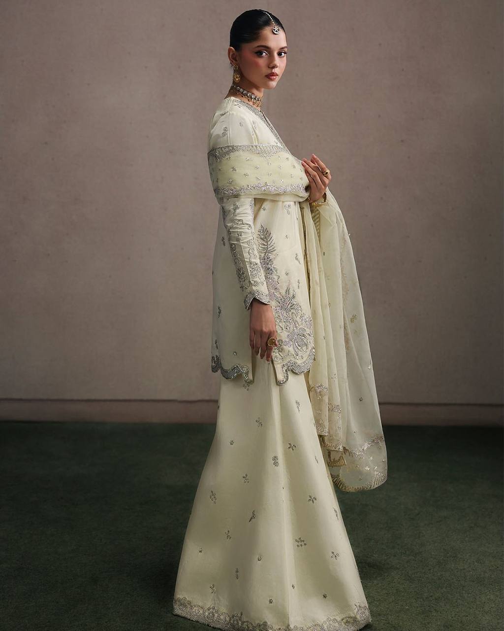Festive Special Crepe Silk Suit with Heavy Sharara