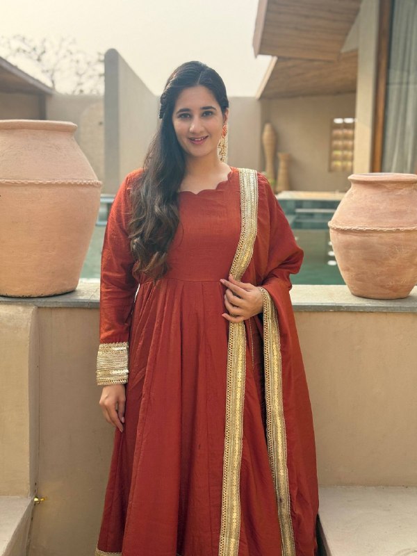 Heavy NC Vichitra Embroidered Anarkali Suit Set with Pant & Sequence Dupatta