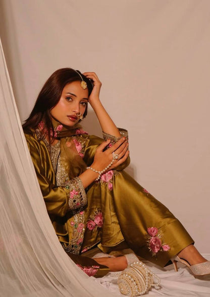 Luxury Crepe Silk Kurta Pant Set with Heavy Embroidery | Eid & Traditional Occasion Wear