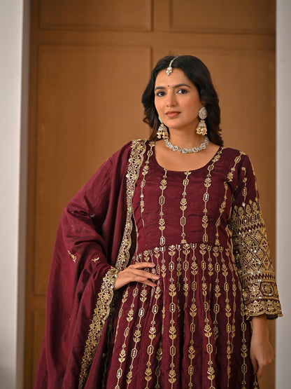 Designer Heavy Embroidered Kurta Palazzo Set with Rich Dupatta