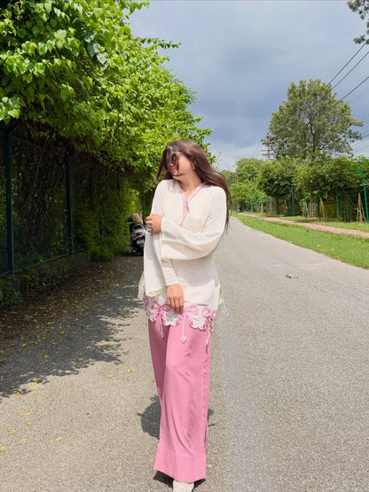 Designer Party Wear Look Pure Roman Silk Top & Plazzo Set
