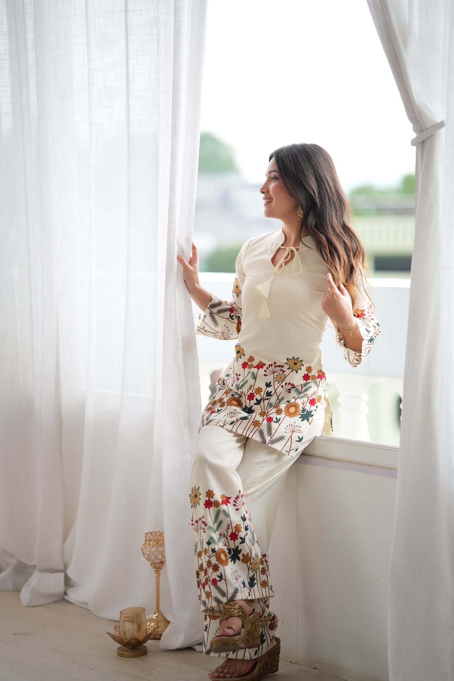 Magic Slub Cotton Floral Printed Kurta Pant Set