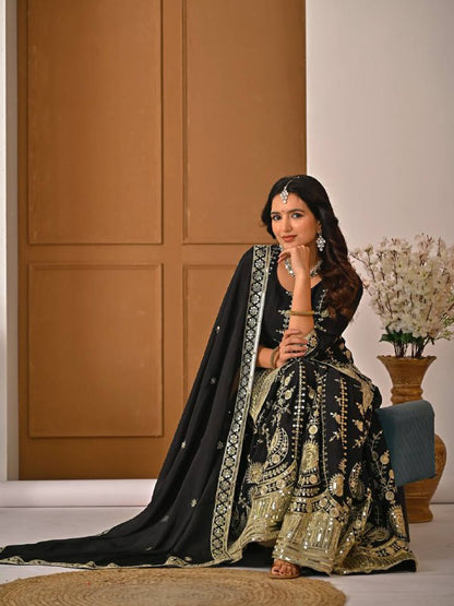 Designer Heavy Vichitra Silk Sharara Palazzo Set