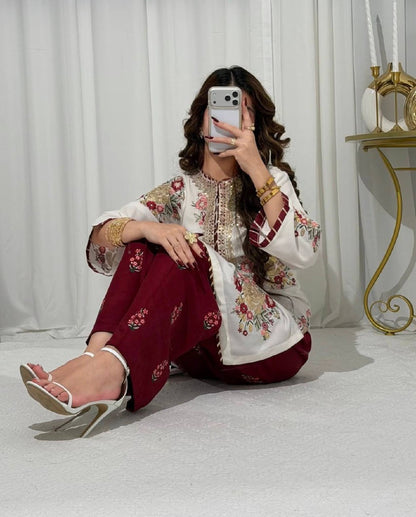 Trending Faux Georgette Kurti Set with Elegant Dupatta