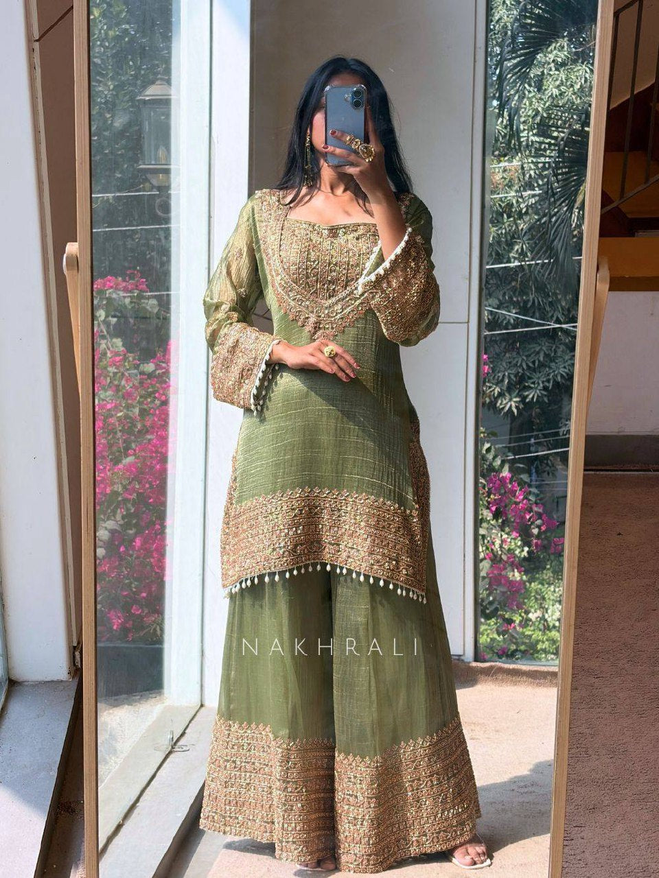 Designer Party Wear Frendy Silk Top Palazzo Set with Heavy Embroidery