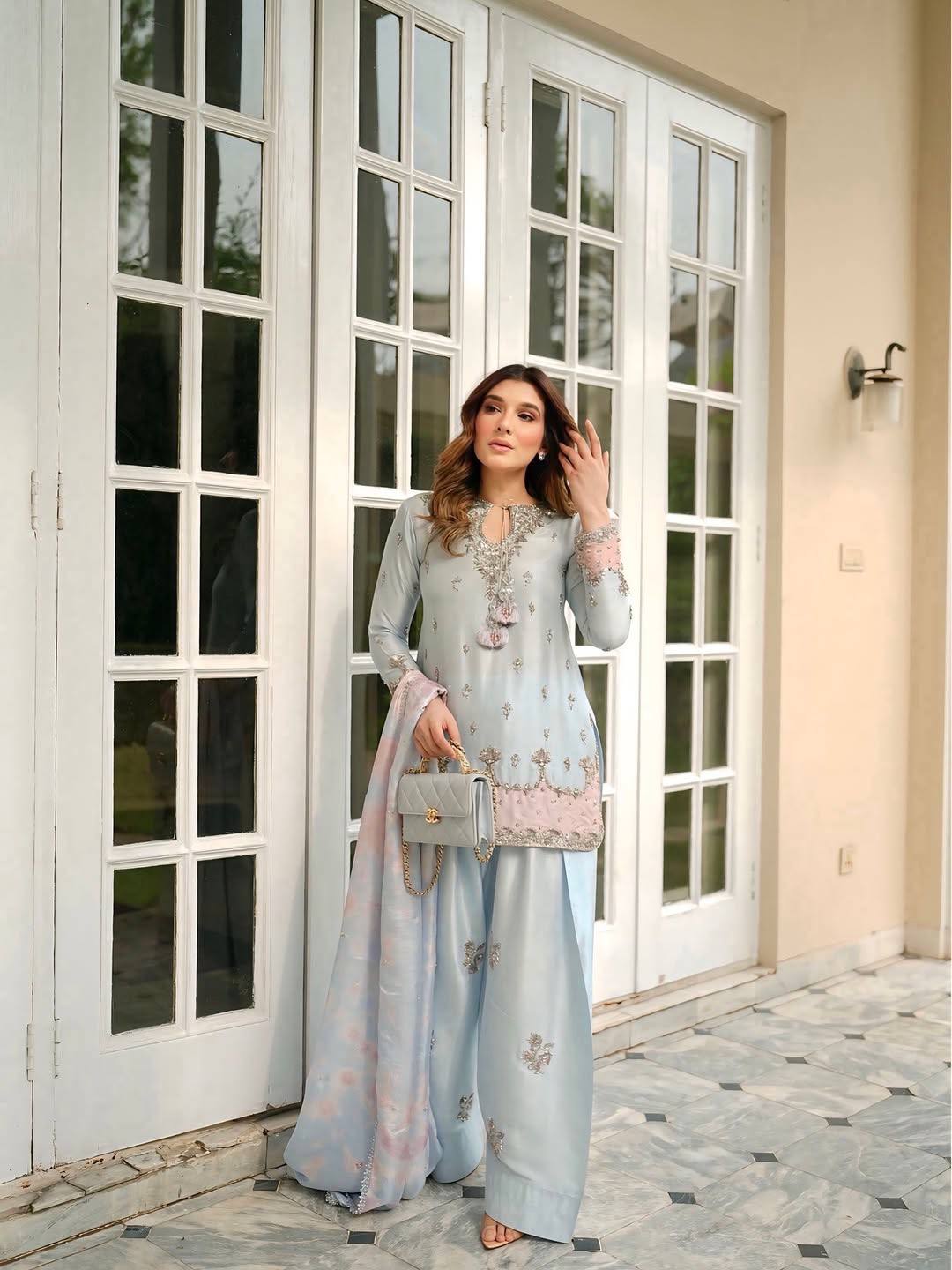Women's Premium Satin Silk Kurti & Farshi Palazzo Set with Designer Dupatta