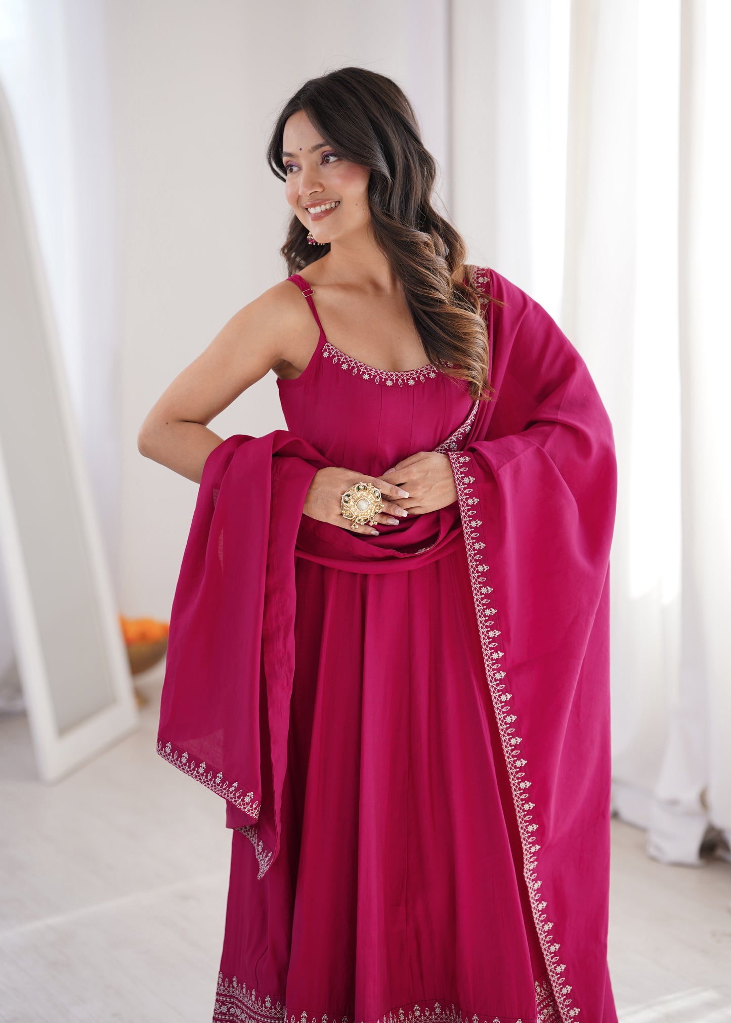 Royal Embroidered Anarkali Suit with Pant & Dupatta