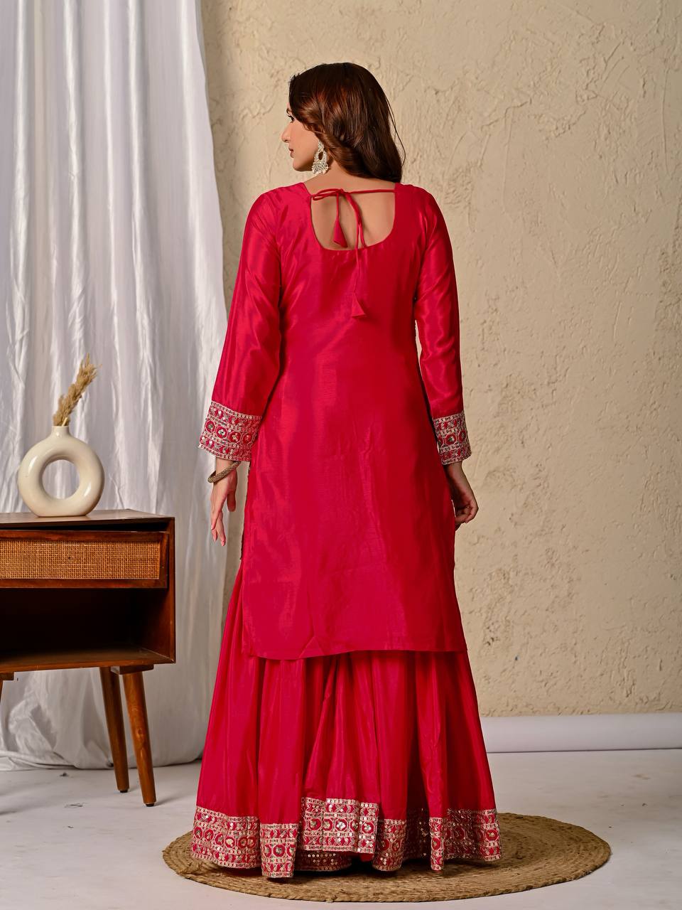 Women’s Designer Kurta Sharara Set with Sequence Embroidery