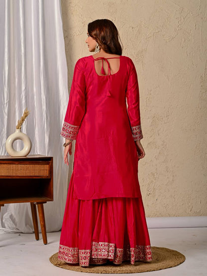 Women’s Designer Kurta Sharara Set with Sequence Embroidery